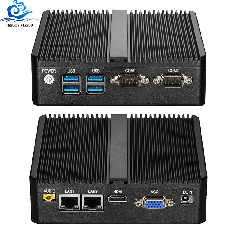 팬리스 미니 PC 인텔 셀러론 J4125, 2x 기가비트 LAN, 2x RS232, HDMI VGA 미니 PCIE, 와이파이, 4G, 4x USB 지원, 윈도우 리눅스