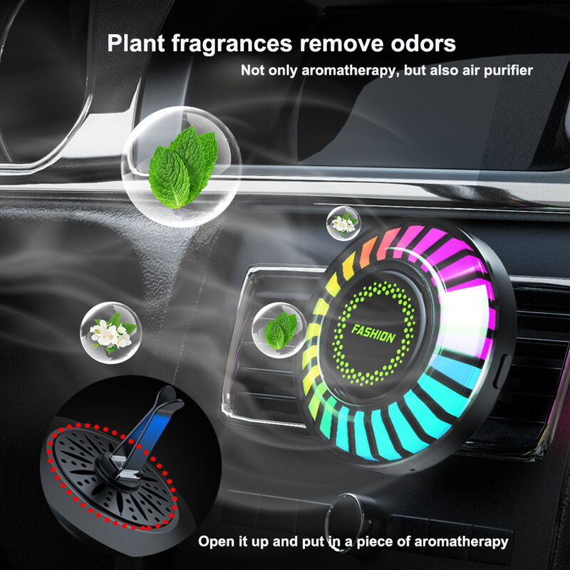 音楽リズム-LED車の香水ディフューザー,256色,音声制御,ムードライト,アプリケーションによる制御