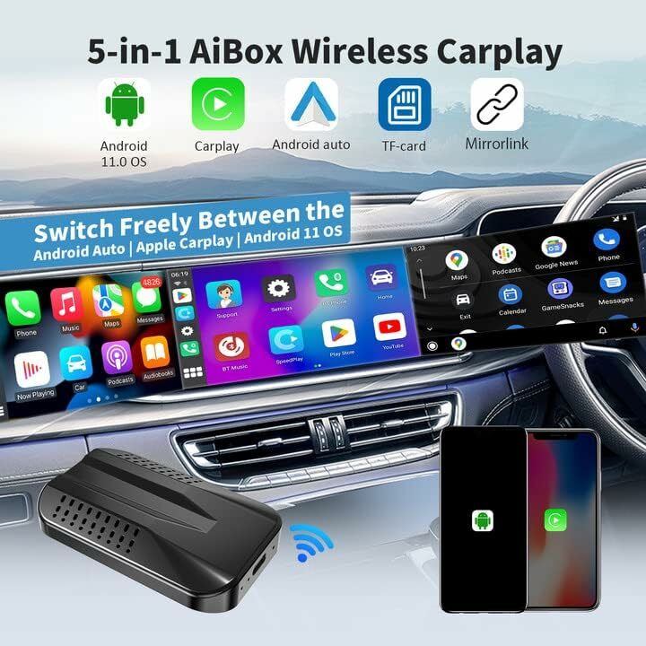 Bezprzewodowy Adapter Carplay zbudowany w Disney + Netflix YouTube TikTok, Android Auto magiczne pudełko 2.0 dla OEM przewodowych samochodów CarPlay