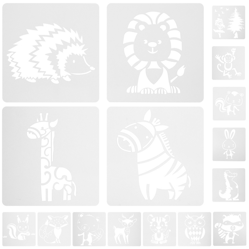16 Pcs Animal Drawing Template Stencil Templates Oil Paint Drawing Animal Diy Craft Stencil for Painting Cartoon