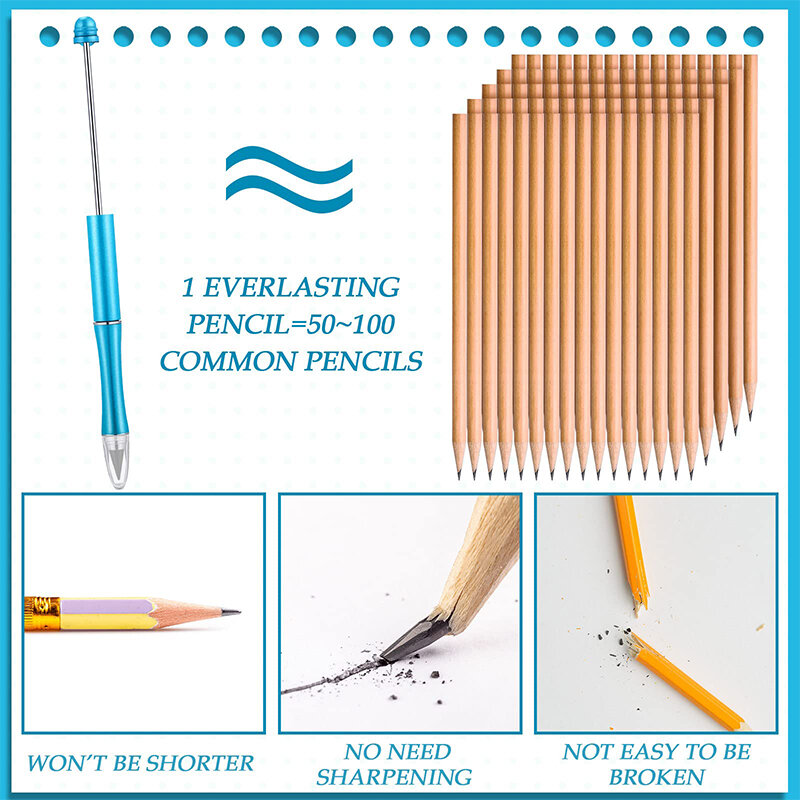 13Pcs Bead Infinity Pencil Unlimited Beadable Pencils for Writing Art Sketch Stationery Kawaii Pencils School Supplies