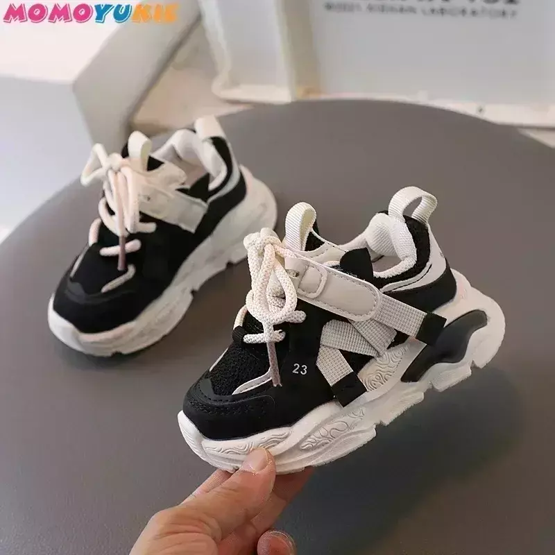 2023 Spring Autumn New Kids Sport Shoes Fashion Cross-tied Mesh Breathable Boys Sneakers Children Girls Outdoor Running Shoes
