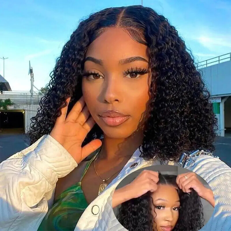 Brazilian Short Bob Water Deep Wave Closure Wig For Black Women 13x4 Glueless Lace Front Human Hair Wigs Transparent Human Hair