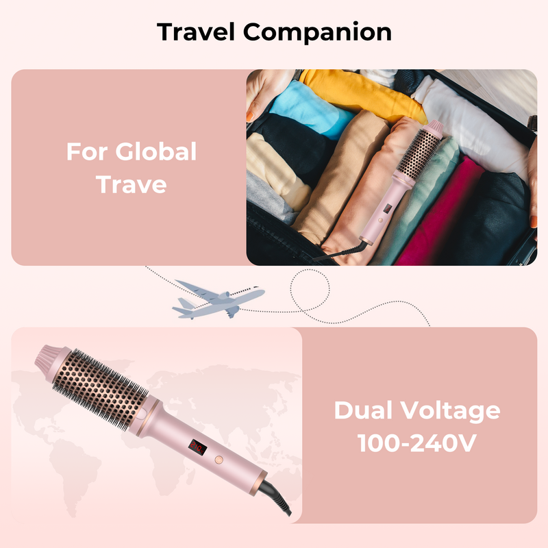 Thermal Brush 1.5 in Heated Curling Brush Ceramic Curling Comb Volumizing Brush Curling Iron Travel Curling Iron with Brush