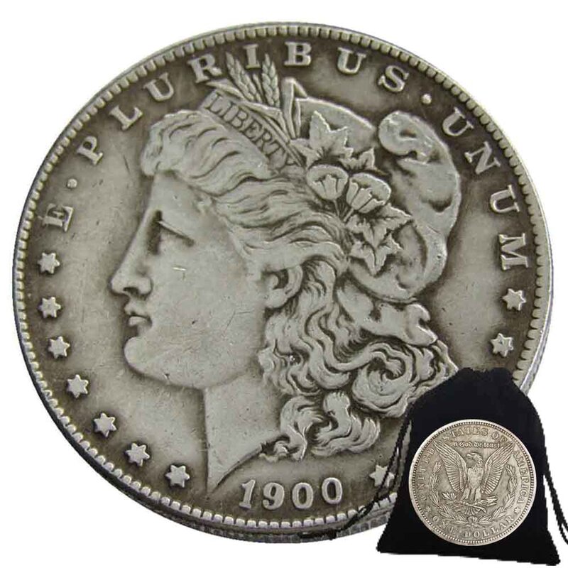 Moneda de bolsillo conmemorativa de la buena suerte, moneda de lujo de un dólar de EE. UU. Liberty, divertida, arte para pareja, moneda de decisión de club nocturno, bolsa de regalo, 1900