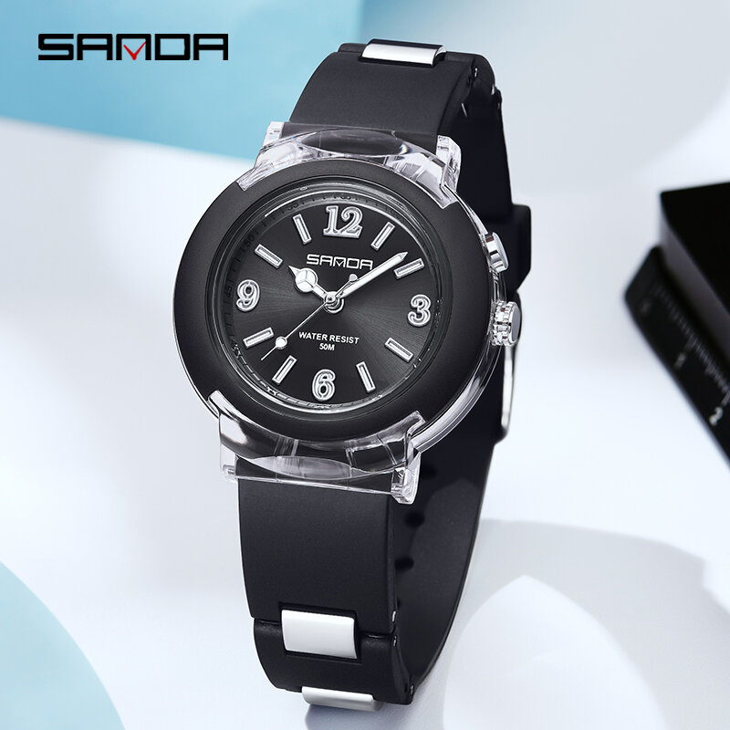 Fashion Trend Outdoor Leisure Temperament Versatile for Girls 2024 New Sanda 6104 Watch Quartz Watch LED Light