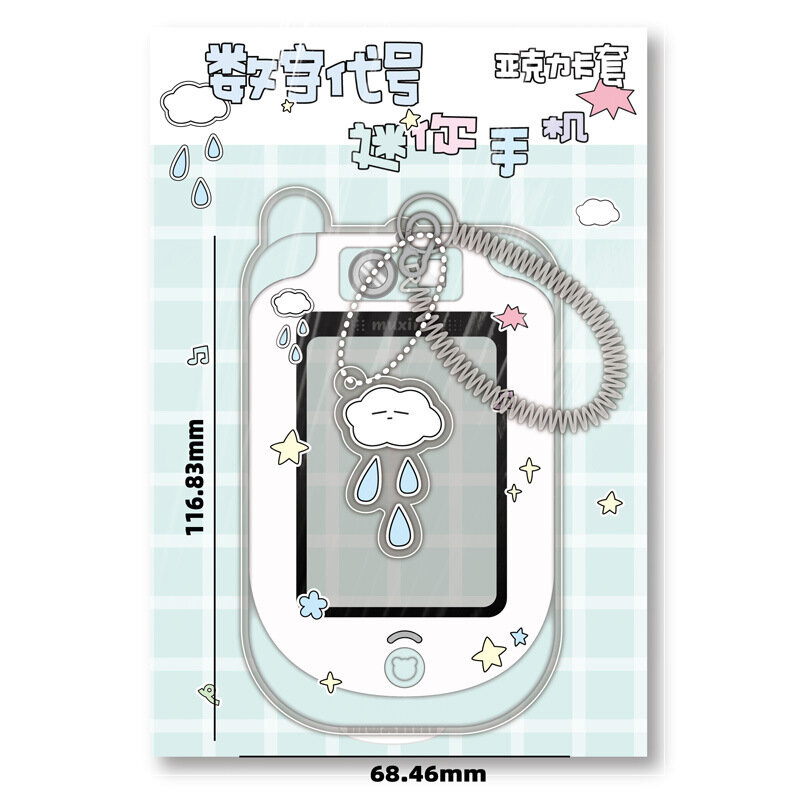 Kawaii 3 inch Acrylic Mobile Shape Kpop Photocard Holder Photo Card Holder Bag Pendant School Stationery