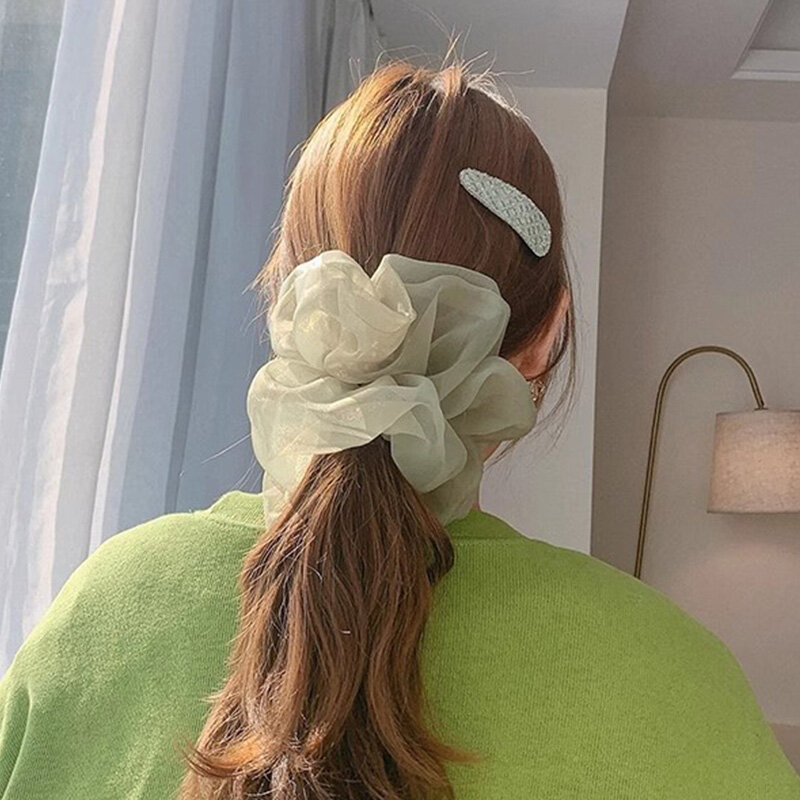 Mode Organza Haar Scrunchie Effen Kleur Grote Fee Chiffon Elastische Haarbanden Vrouwen Meisjes Paardenstaart Houder Haar Accessoires