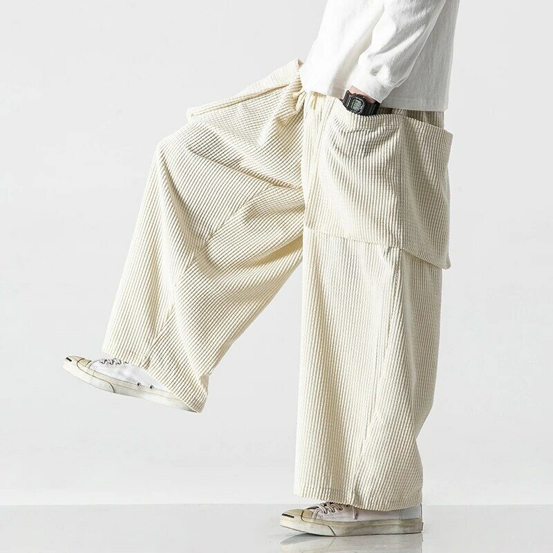 Lose Cord Vintage Tang Hose im chinesischen Stil Herren große Taschen All-Match-Harems hose mit weitem Bein Herren Freizeit hose in Japanisch