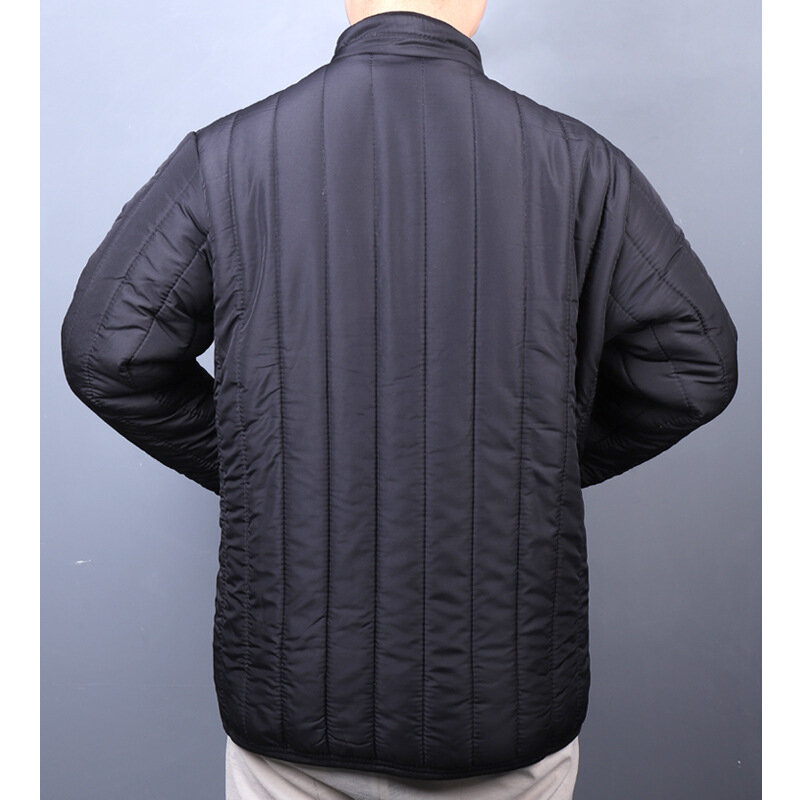 Зимняя мужская новая черная хлопковая одежда для мужчин среднего и пожилого возраста Мужская бархатная утепленная одежда от производителя