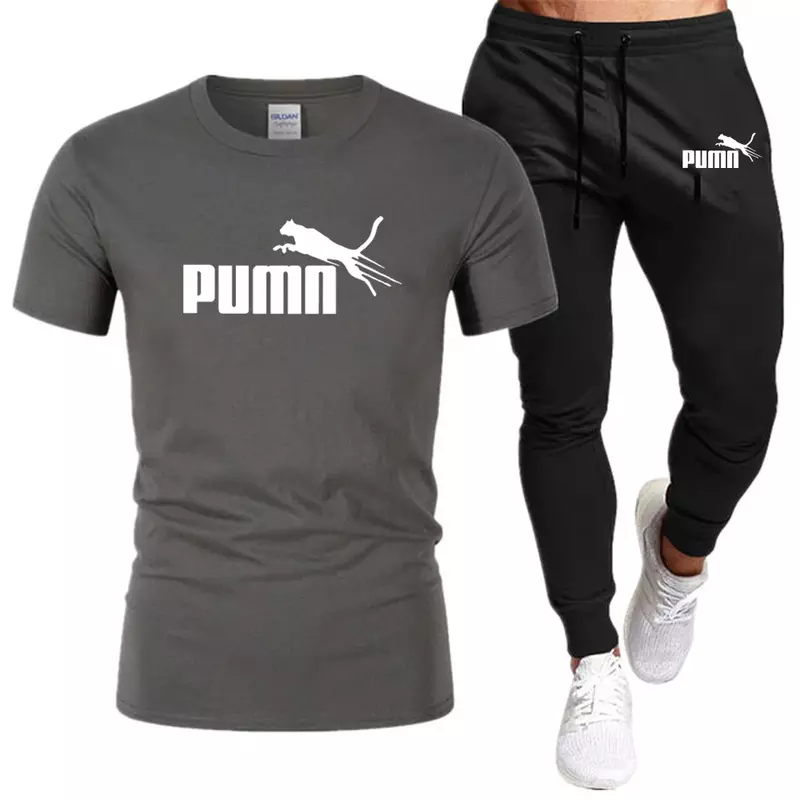 Zomer Katoenen T-Shirt Broek Set Voor Man Hot Sell Casual Fitness Jogger 2 Delige Pakken Nieuwe Korte Mouwen Heren Trainingspak