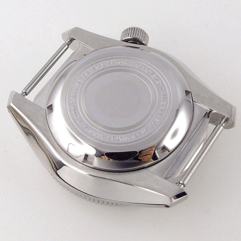 Waterproof 42.5mm Steel Watch Case for NH35 NH36 NH37 NH38 NH39 NH70 NH72 Movt White Chapter Ring 3.8 Crown Sapphire Crystal