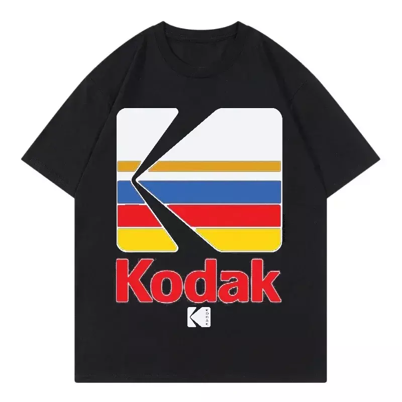 2024 Korean Summer New Style Cotton T-Shirt Men's Hip Hop Kodak Print T-Shirt Streetwear Harajuku Short Sleeve Women's Top