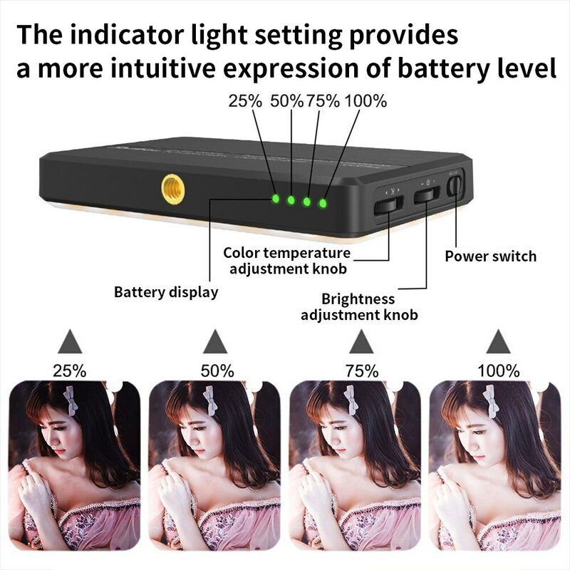 Clip Fill Video Light With 6 Color Cards Built-in Rechargeable Battery 10-level Brightness Adjustable Desktop Clip Light