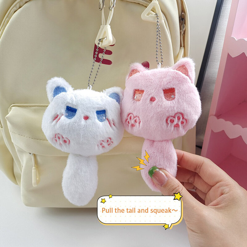 Милый плюшевый брелок в виде скрипящего кота, очаровательные Куклы-животные, милый рюкзак, подвесная сумка, украшение, подарки для девушек