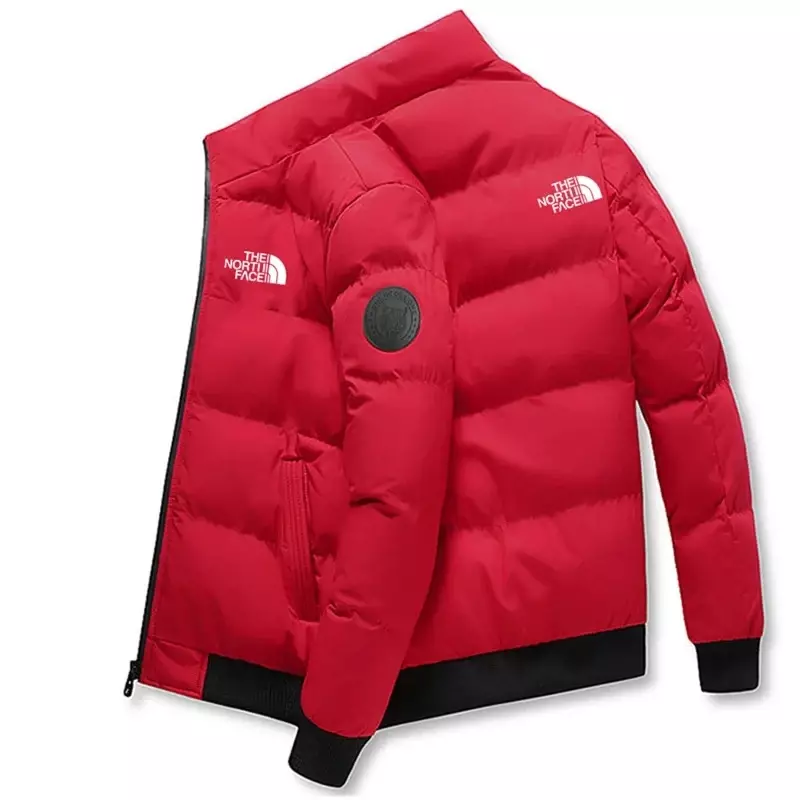 Jaqueta grossa masculina com gola de suporte, jaqueta quente, moda casual, esportes ao ar livre, inverno, 2024
