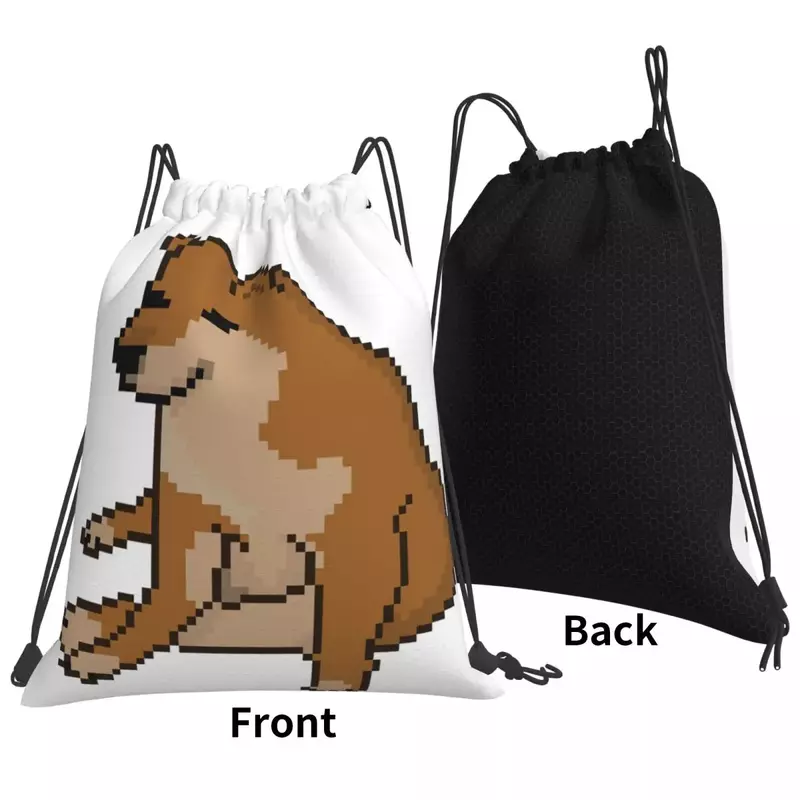 Pixelated Cheems Backpacks Fashion Portable Drawstring Bags Drawstring Bundle Pocket Sundries Bag Book Bags For Travel Students