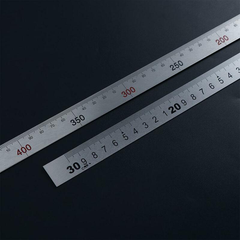 Regla en forma de L de acero inoxidable, herramienta de medición de doble cara, regla de ángulo recto de 90 grados de Metal para suministros escolares de oficina