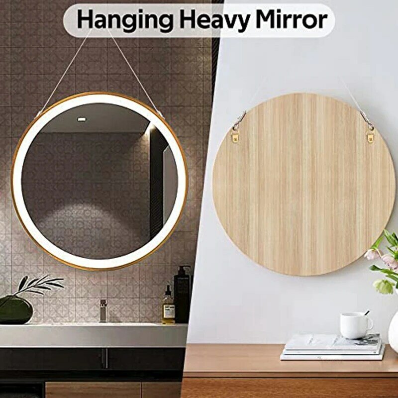2 buah Kit bingkai cermin kawat gantung gambar dapat diatur tali kawat baja tahan karat tugas berat