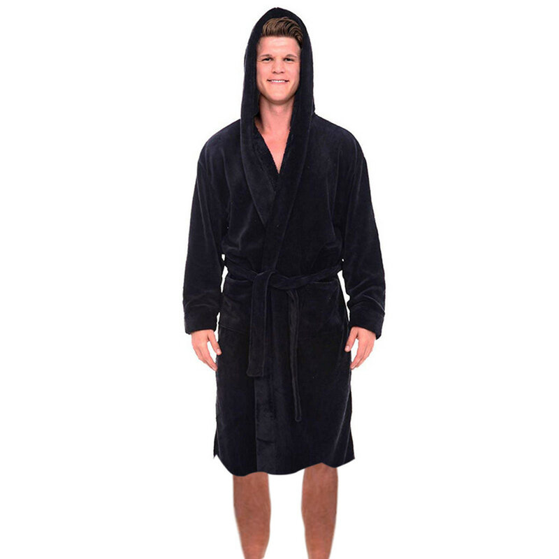 Bata gruesa de franela para hombre, Kimono de baño, camisón cálido, lencería íntima, ropa de casa de talla grande, Otoño e Invierno
