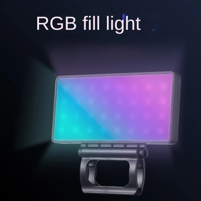 조정 가능한 RGB 셀카 필 LED 라이트, 휴대폰 클립, 충전식 밝기, 사진 휴대용 조명, 카메라 노트북용
