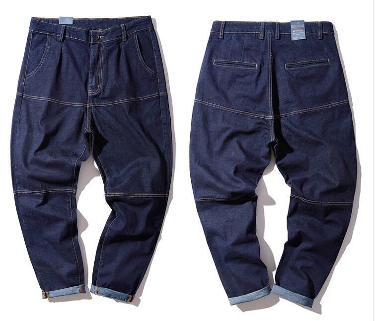 Quatro estações masculino hip-hop jeans solto denim harem calças de brim pés cônicos calças de brim harem