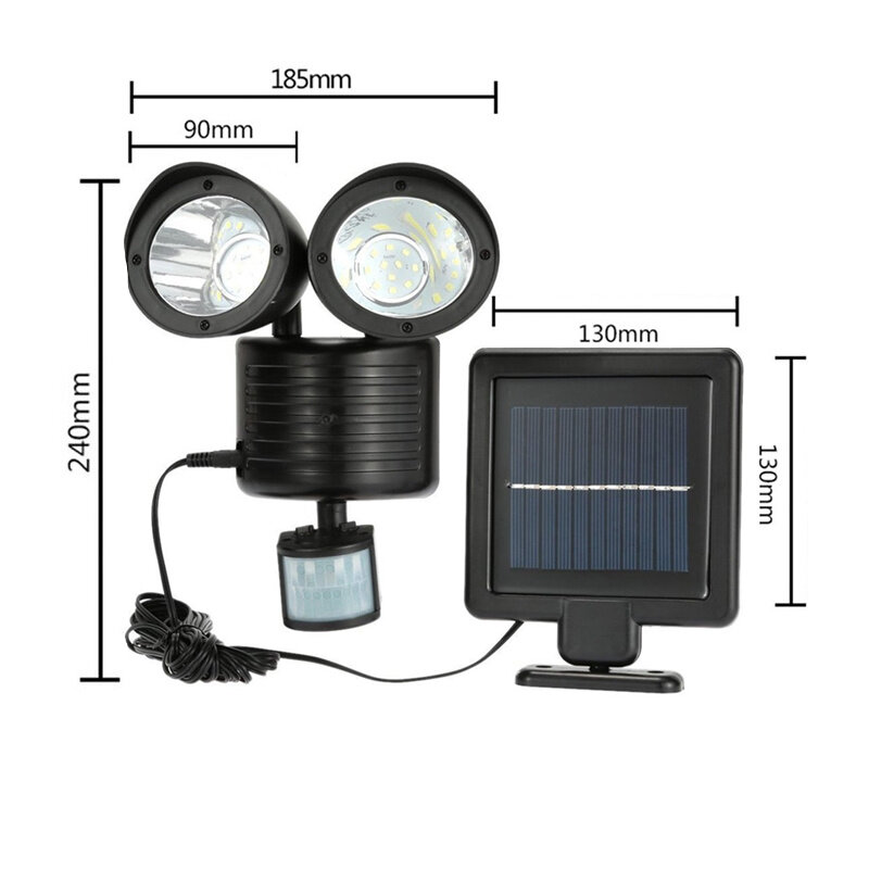 22 LED Dual Security เครื่องตรวจจับพลังงานแสงอาทิตย์ไฟ Motion Sensor Floodlight โคมไฟติดผนังกลางแจ้งสำหรับ Garden ภูมิทัศน์ขายส่งขาย