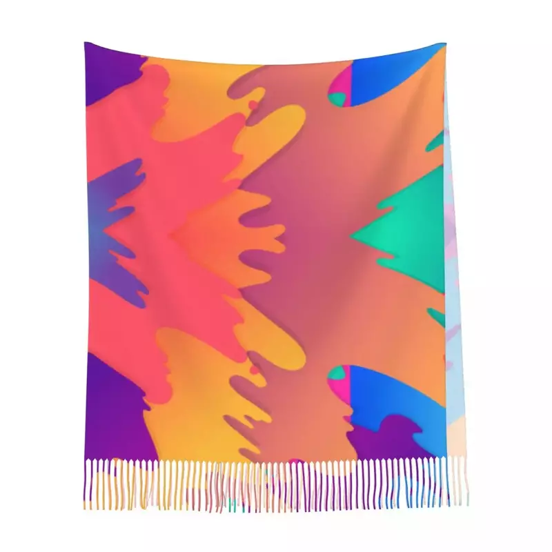 Syal warna-warni abstrak dan pembungkus untuk gaun malam pakaian wanita