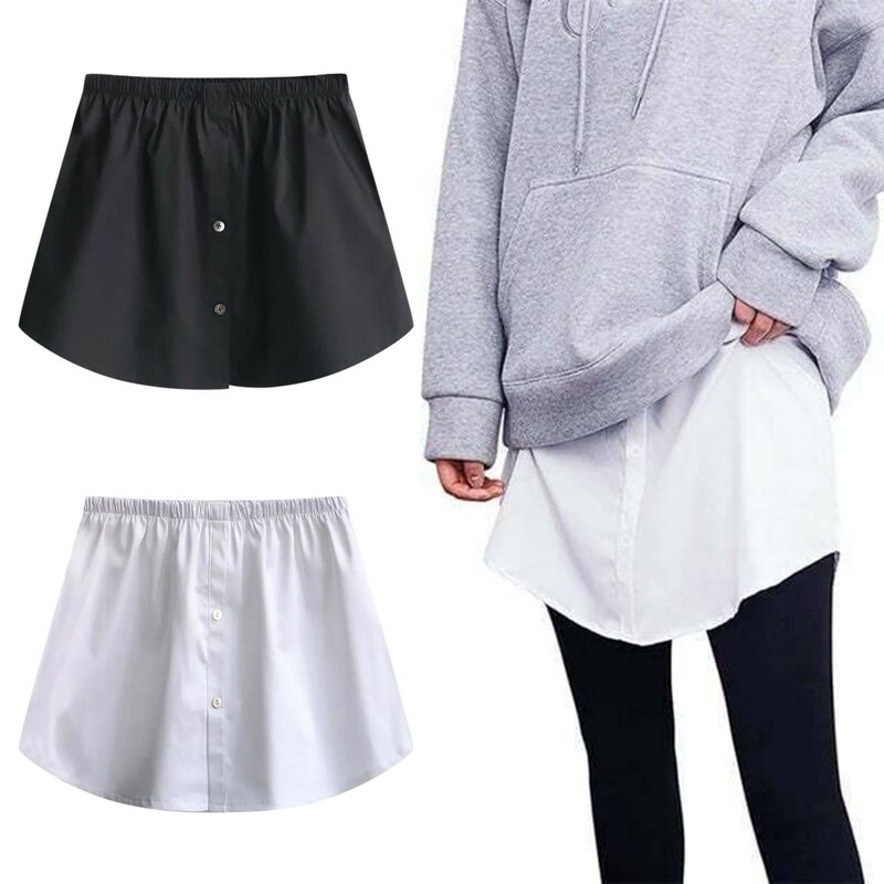 Frauen 2pc kurzen Rock feste Farbe äußere Sweatshirt geschichtete untere Röcke vielseitige große elastische Taille Halbkörper röcke
