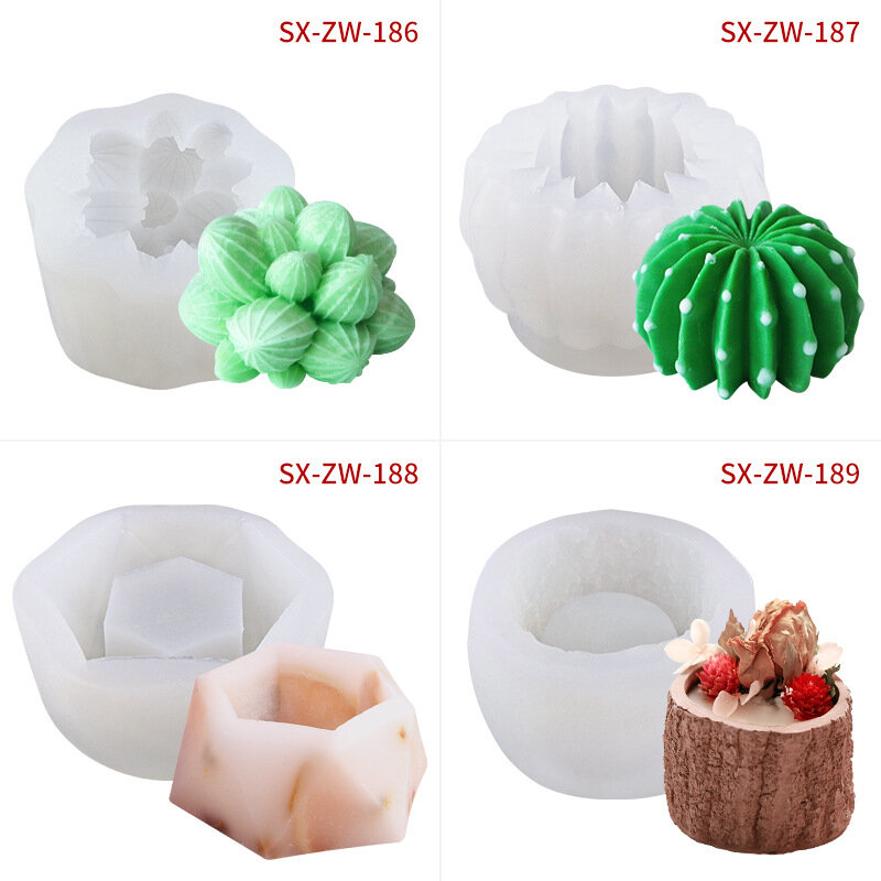 Formas de molde de vela de silicona 3D, simulación de Cactus suculento, vela perfumada, planta, flor, jabón, aromaterapia, fabricación de velas, artesanía