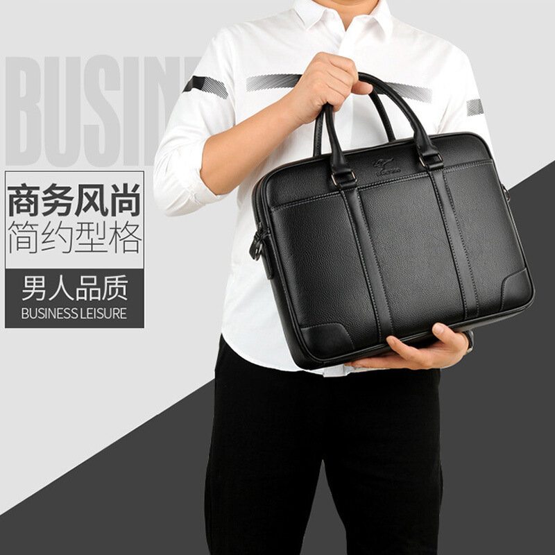 New Genuine Leather Business Bag 15.6Inch Laptop Tote Briefcases Office Messenger Cross body Bags Shoulder Handbags Big Capacity