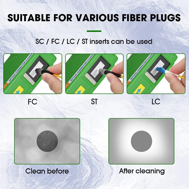 Caja de limpieza facial de extremo de fibra óptica, herramienta de limpieza de AUA-550, casete Pigtail, herramientas de limpiador de fibra óptica para SC/ST/FC