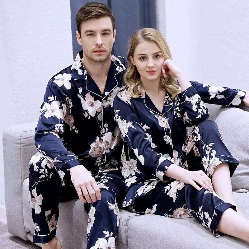 Nieuwe Lente/Zomer Pyjama Man Sets Met Broek Lange Mouwen Koreaanse Versie Van Sexy Dunne Twee Stuk paar Loungewear Vrouwen Pyjama