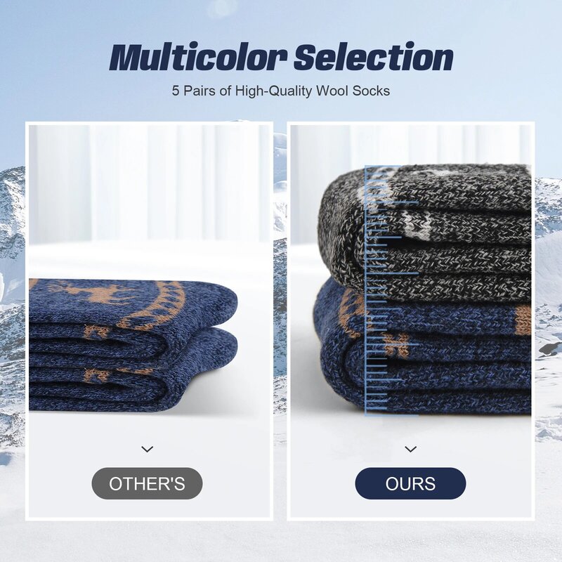 SIMIYA-Calcetines térmicos de lana merina para hombre, medias gruesas y cálidas de invierno, transpirables, contra el frío, 5 pares