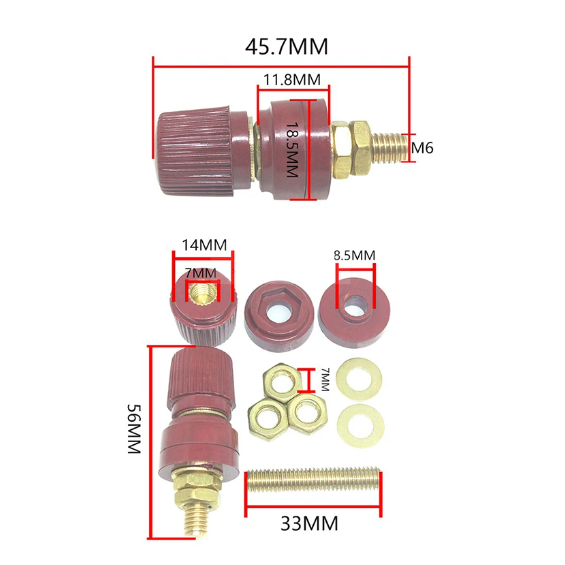 6mm 8mm Brass Stud High Current Premium Remote Battery Power Post Connector Terminal Kit Auto Parts