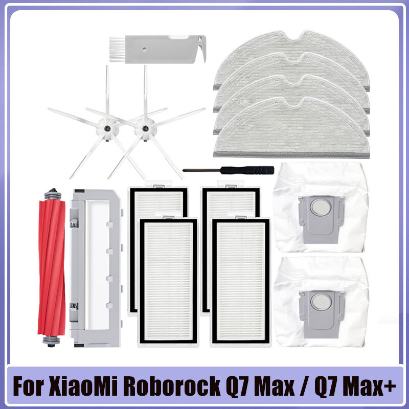 Sikat utama/samping Filter Hepa Aksesori kain pel untuk XiaoMi Roborock Q7 Max / Q7 Max + / T8 suku cadang pembersih vakum Robot