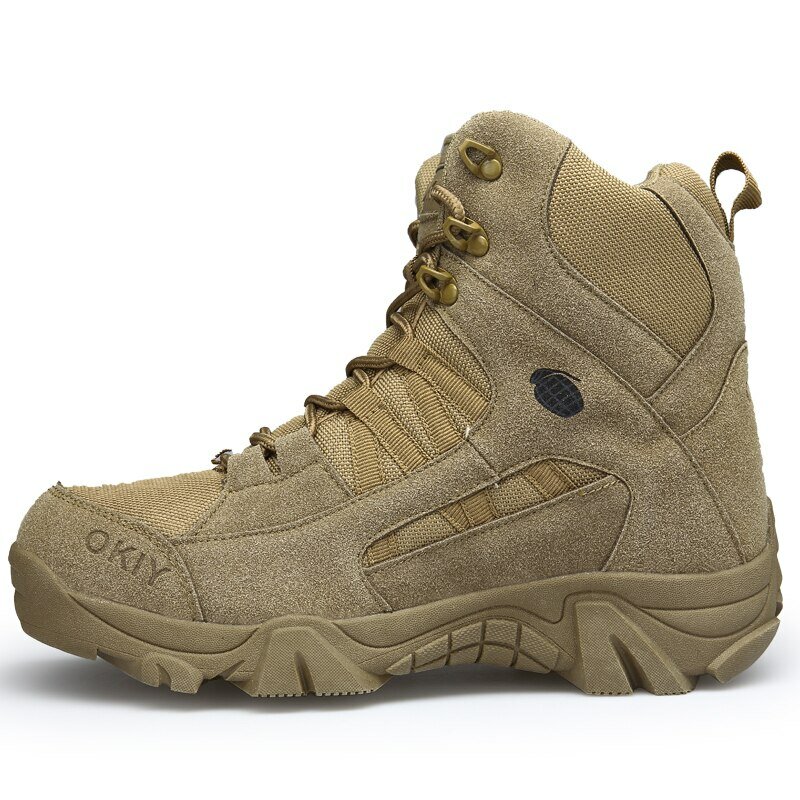 Sepatu bot taktis untuk pria, sepatu tentara militer tahan air, sepatu keselamatan kerja mendaki, sepatu bot pendek luar ruangan