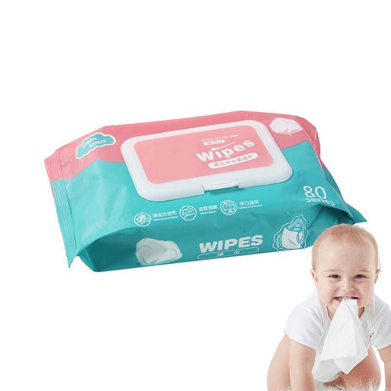 Toddler Wipes 80pcs Toddler Hand And Mouth Cleaning Wipes Purified Water Wipes Wet Pads Skin-Friendly For Road Trip Playing