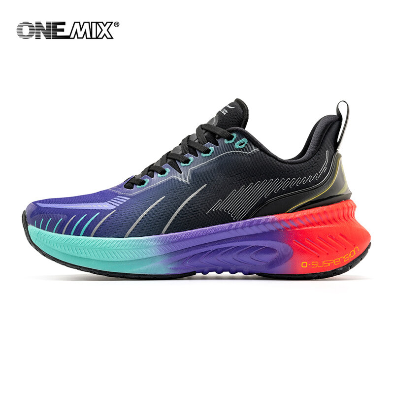 ONEMIX Sepatu Lari Jalan Bantalan Atas Baru untuk Pria Sepatu Olahraga Pelatihan Atletik Luar Ruangan Antiselip Sneakers Tahan Lama