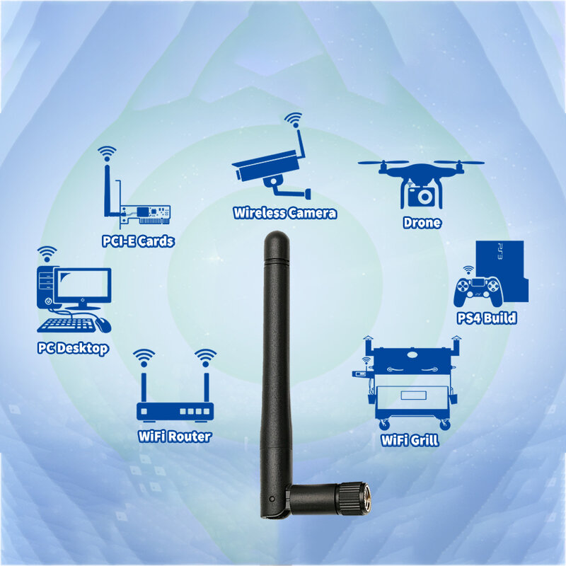 Antena WiFi 2.4GHz karet nirkabel Aerial, konektor SMA Male omni-directional untuk Router jaringan nirkabel
