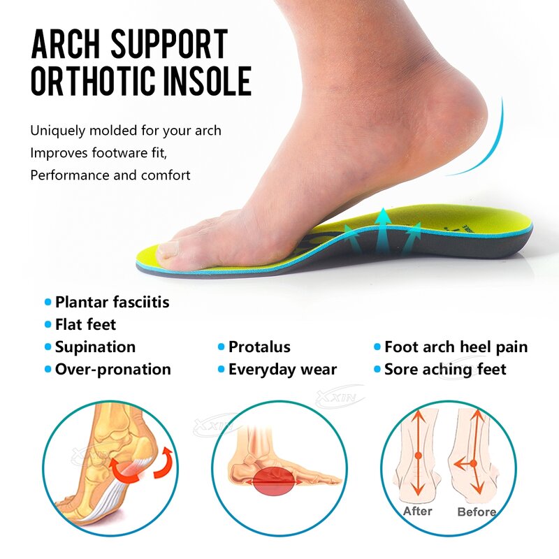 Plantilla ortopédica para hombre y mujer, plantilla de soporte para ARCO, almohadilla para zapato deportivo, Size35-46