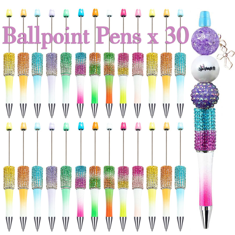 Plástico Glitter frisado canetas para escrever, caneta de diamantes, caneta DIY criativa, atacado, 30pcs