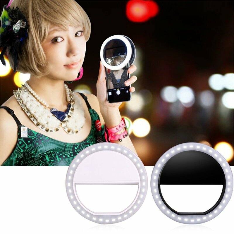 Lampu Ring Selfie LED ponsel, alat penerangan dengan Ring otomatis untuk ponsel bulat Selfie