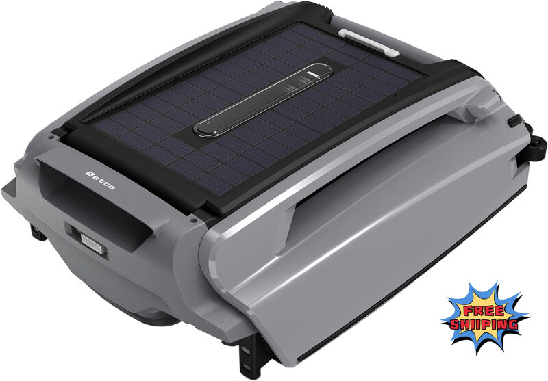 Solar Powered Robotic Piscina Skimmer com opções de carregamento duplo, 30 horas de limpeza contínua da bateria, guarda de segurança água rasa