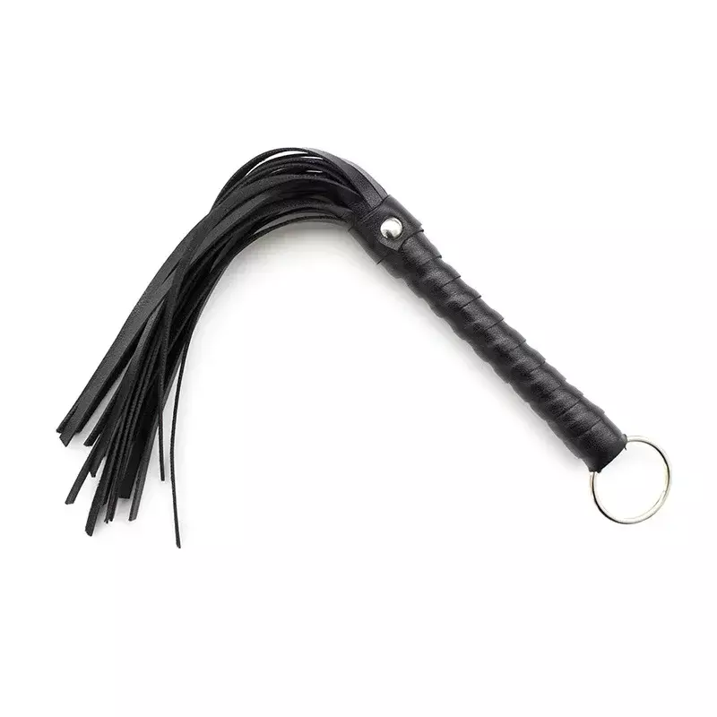 Sex Toy Short Whip Black Red Leather Tassel Short Whip with Iron Ring SM Prop Man accelerator