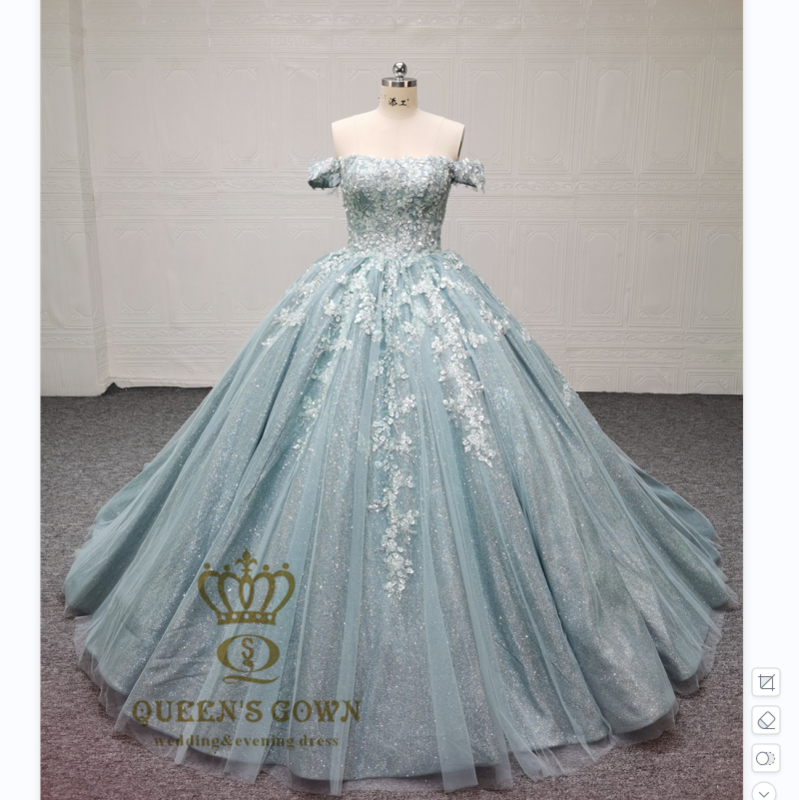 mint green ball gowns dress  puffy lace glitter shiny off-shoulder v neck ball evening gown