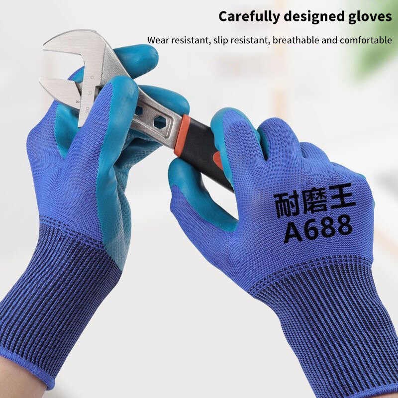 1 Pair Professional Safety Supplies Embossed Latex Working Protective Glove Men Flexible Nylon Or Polyester Safety Work Gloves