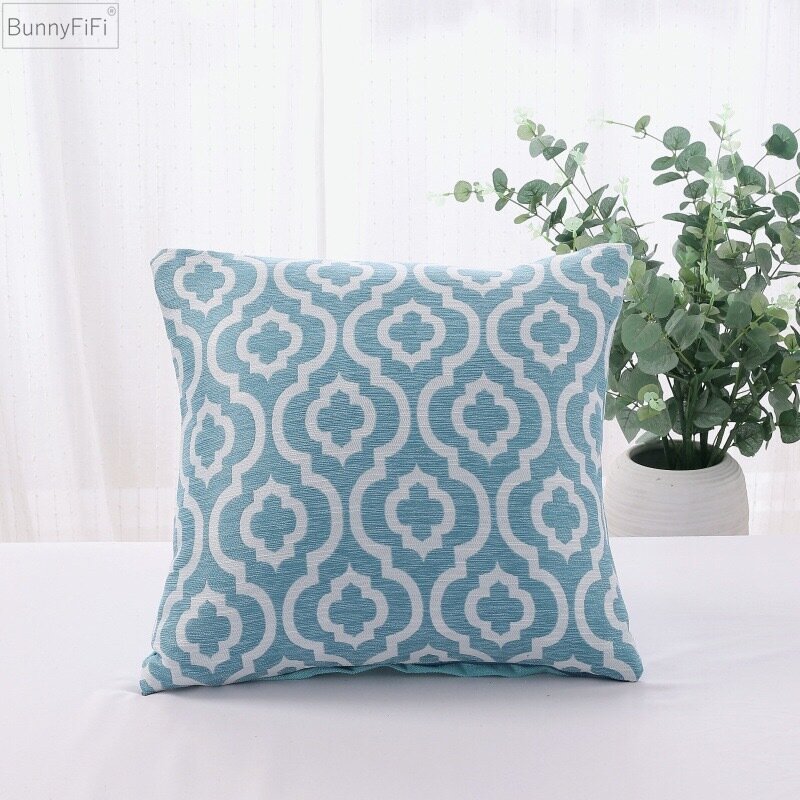 Geometric Cushion Cover Pillow Cover Yarn-dyed Linen Square Home Decorative For Sofa Bed 45x45cm Yellow Green Blue Brown