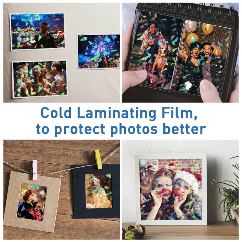 Película de laminación en frío de vidrio roto, papel autoadhesivo A4, holograma, estrella, punto, tarjeta de paquete DIY, película de laminación fotográfica, 10 hojas