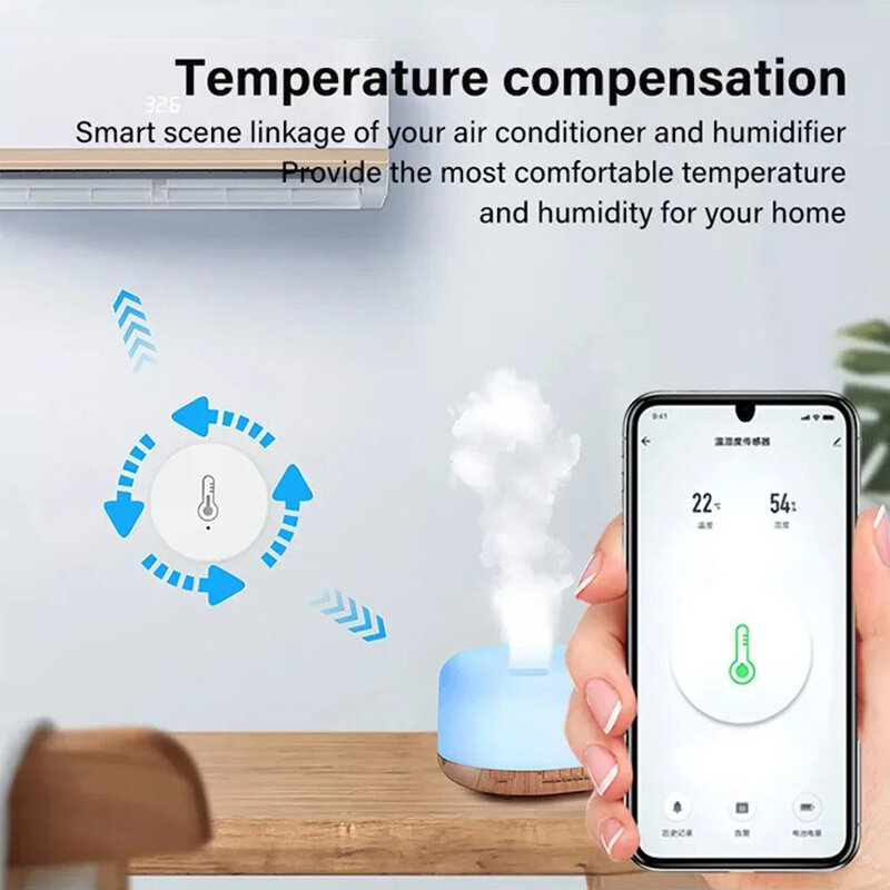 Zigbee Tuya termometer pengontrol Sensor kelembaban suhu pintar, pemantauan waktu sebenarnya bekerja dengan Alexa asisten rumah 8 buah